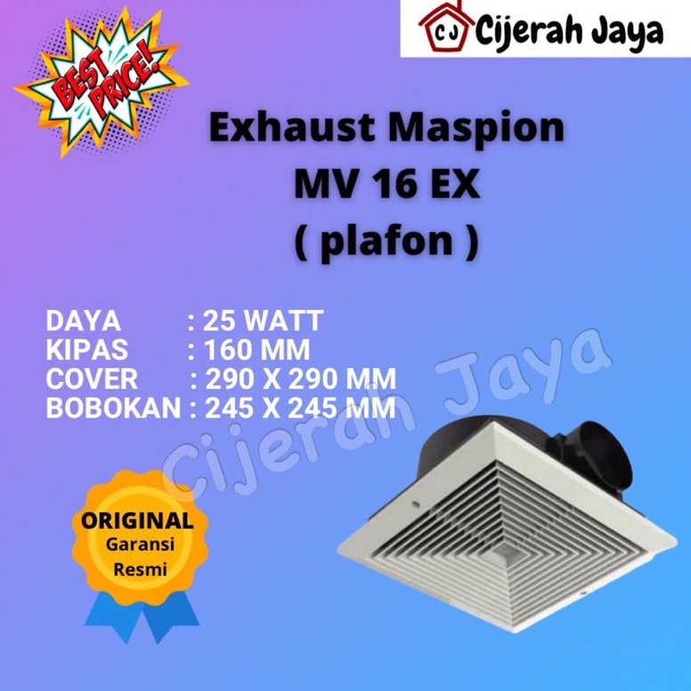 Kemasan Baru EXHAUST Maspion MV 16 EX Exhaust Ceiling Ventilating Fan 6 inch  Exhaust Fan Plafon MV1