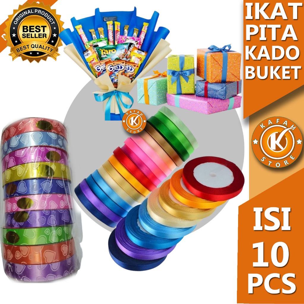 

PITA SATIN/KADO/BUKET 1 ROL ISI 10 PCS 2 MOTIF KAFAH STORE