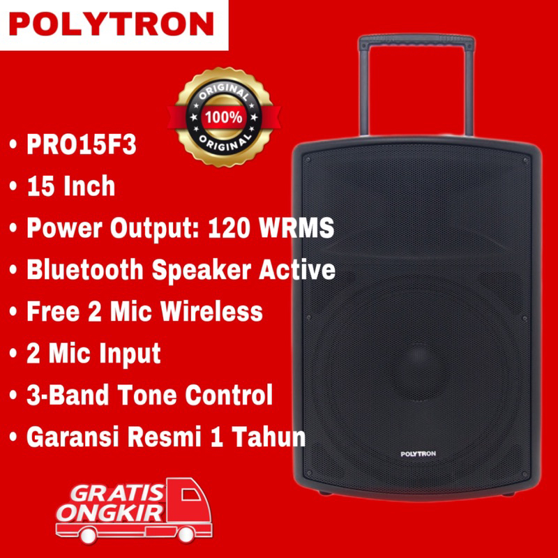 Polytron PASPRO 15 inch Bluetooth Speaker PRO15F3