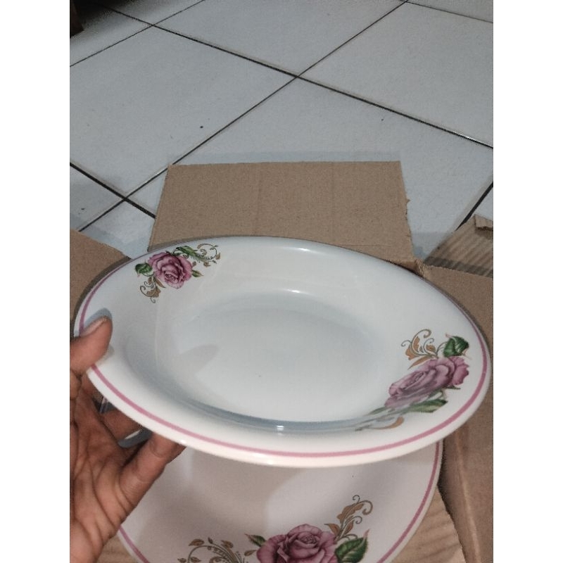 Piring Batu bunga rose stoneware