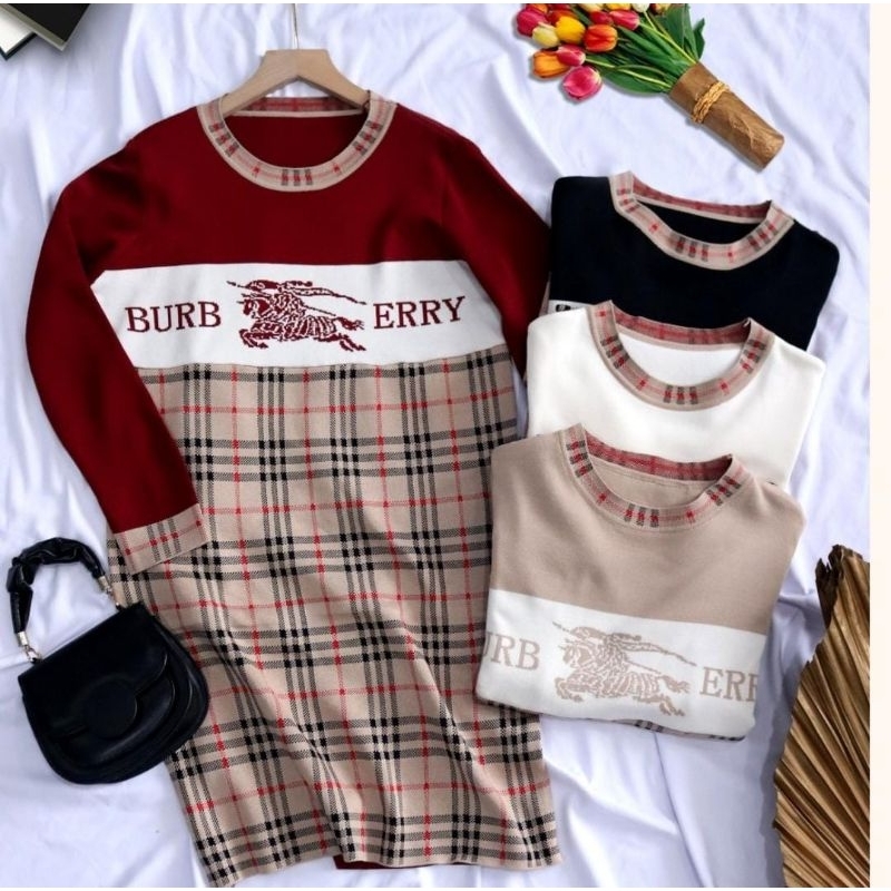 KAOS TUNIK RAJUT BURBERRY IMPORT || KAOS WANITA IMPORT || KAOS BURBERRY