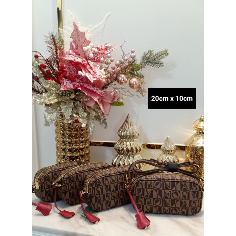 tas Sling oval kecil monogram Bonia original