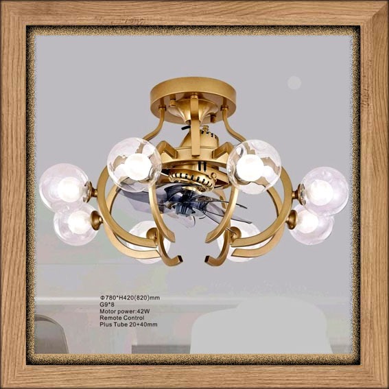 Lampu Gantung kipas angin premium Kaca remote control Orbit ceiling fan Classic modern minimalis ele