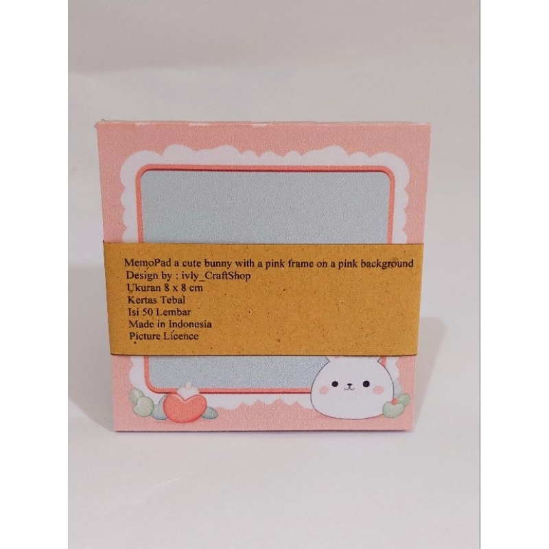 

MemoPad a cute bunny with a pink frame on pink background