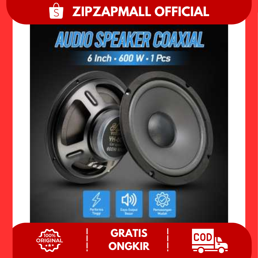 Audio Speaker Coaxial Mobil 6 Inch 600 W 1 Pcs /  Speaker Kolong Pintu Mobil Universal Murah/Speaker