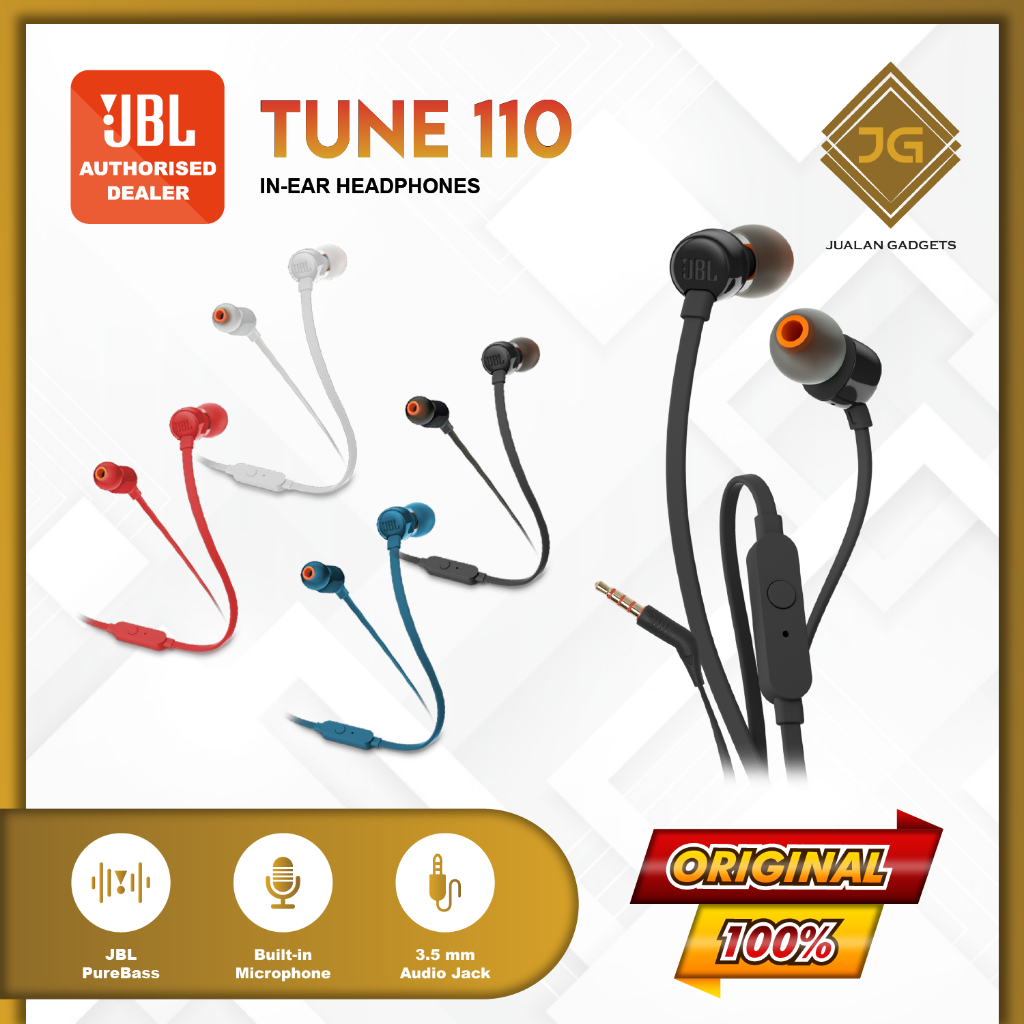 JBL Tune 110 In-Ear Headset - JBL T110 Earphone - Garansi Resmi