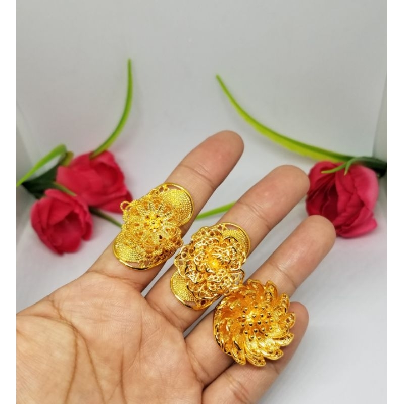 cincin dubai motif bunga/cincin dubai lapis emas motif bunga
