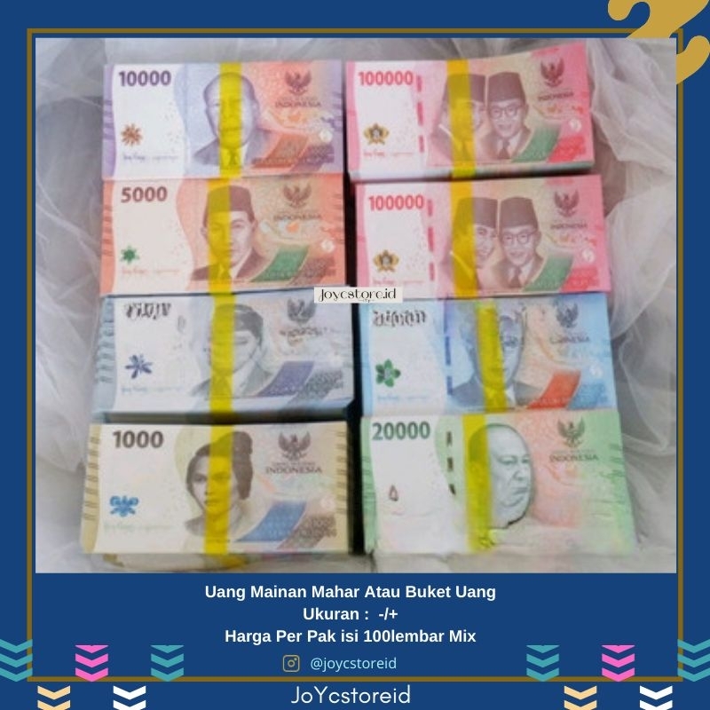 20 lembar Uang Mainan Buket Bunga | Uang Mainan Anak |  Uang Mainan Mahar | Uang Mahar