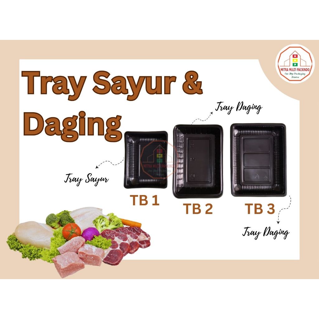 Mika Tray Sayur Plastik Tebal Isi 50 pcs Tray Sayur | Tray Daging | TB3