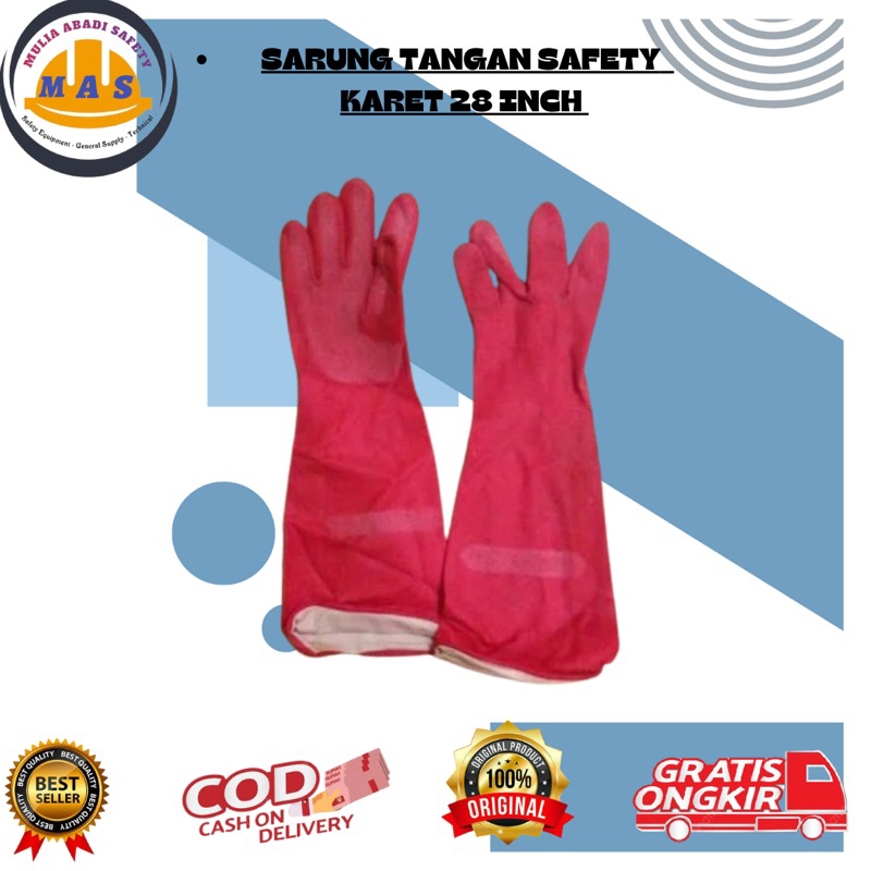 Sarung Tangan Safety Karet Kimia Panjang 28 inch / Long Rubber Gloves Seagull Sarung Tangan Karet Pa