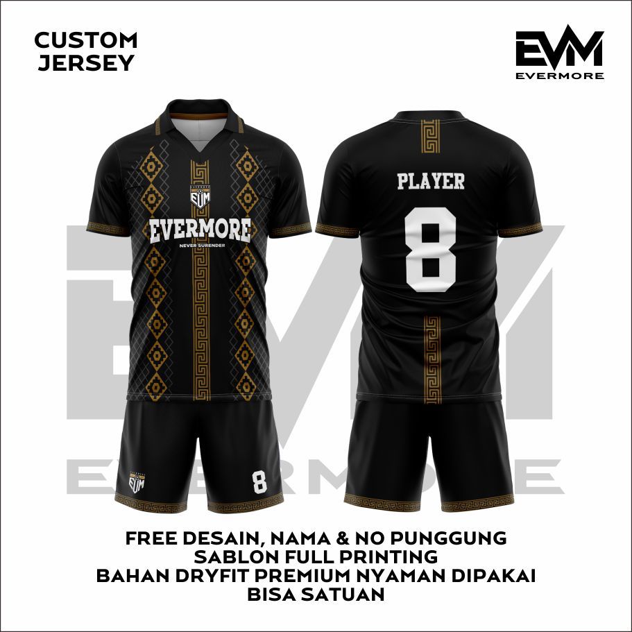 JERSEY FUTSAL DAN SEPAKBOLA VORTEX GEAR EVM SATUAN FREE CUSTOM