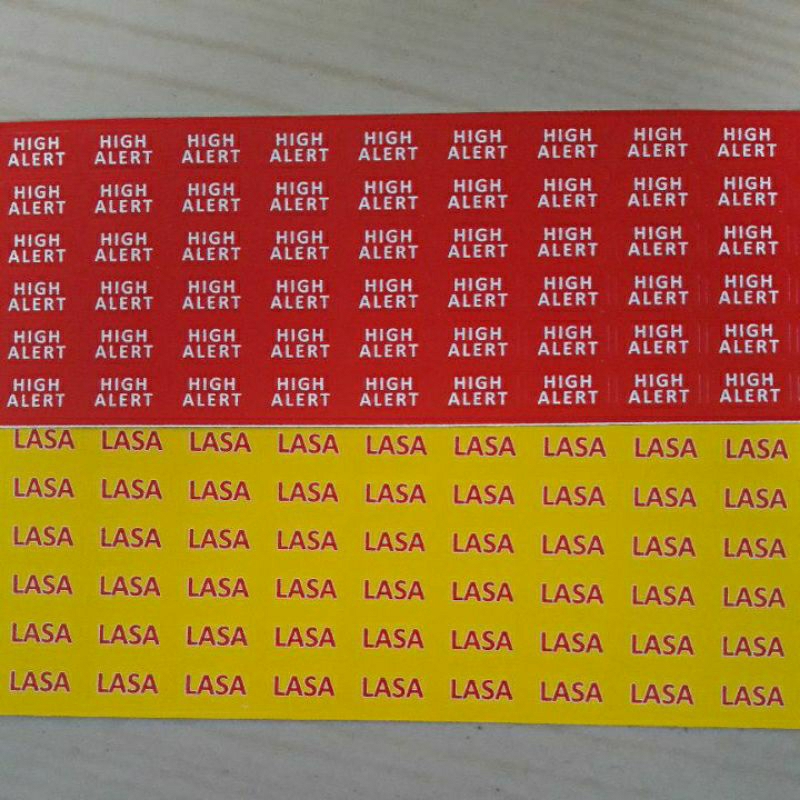 

Stiker Label Lasa dan High Alert 1x2 cm