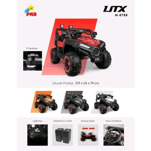 (FREE PELAPIS BAN) MOBIL AKI ANAK JEEP PMB M-8788 UTX M8788 / MOBIL AKI ANAK PMB 8788A M8788A M-8788