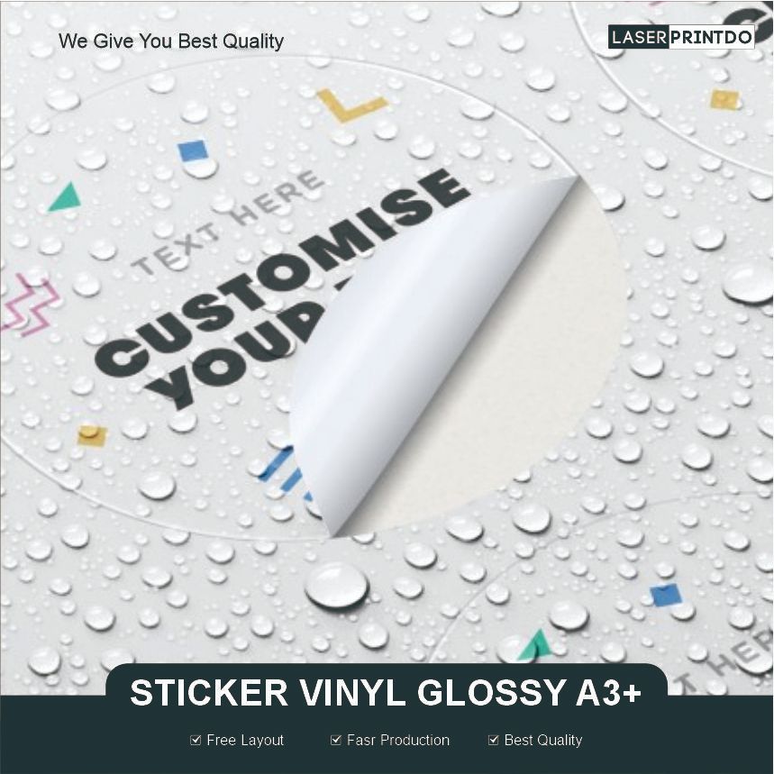 

Cetak Label Stiker Vinyl Glossy Tanpa Cutting