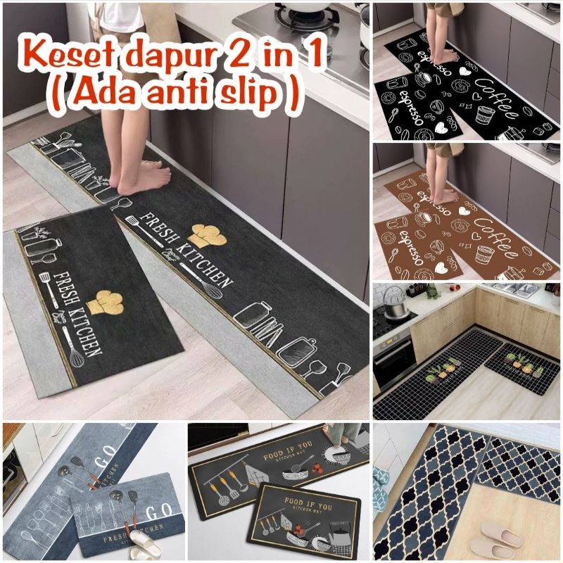 KESET DAPUR MINIMALIS 2IN1 ANTI SLIP 100% SET KESET RUANGAN KAMAR MANDI KESET KAKI ANTI LICIN MENYER