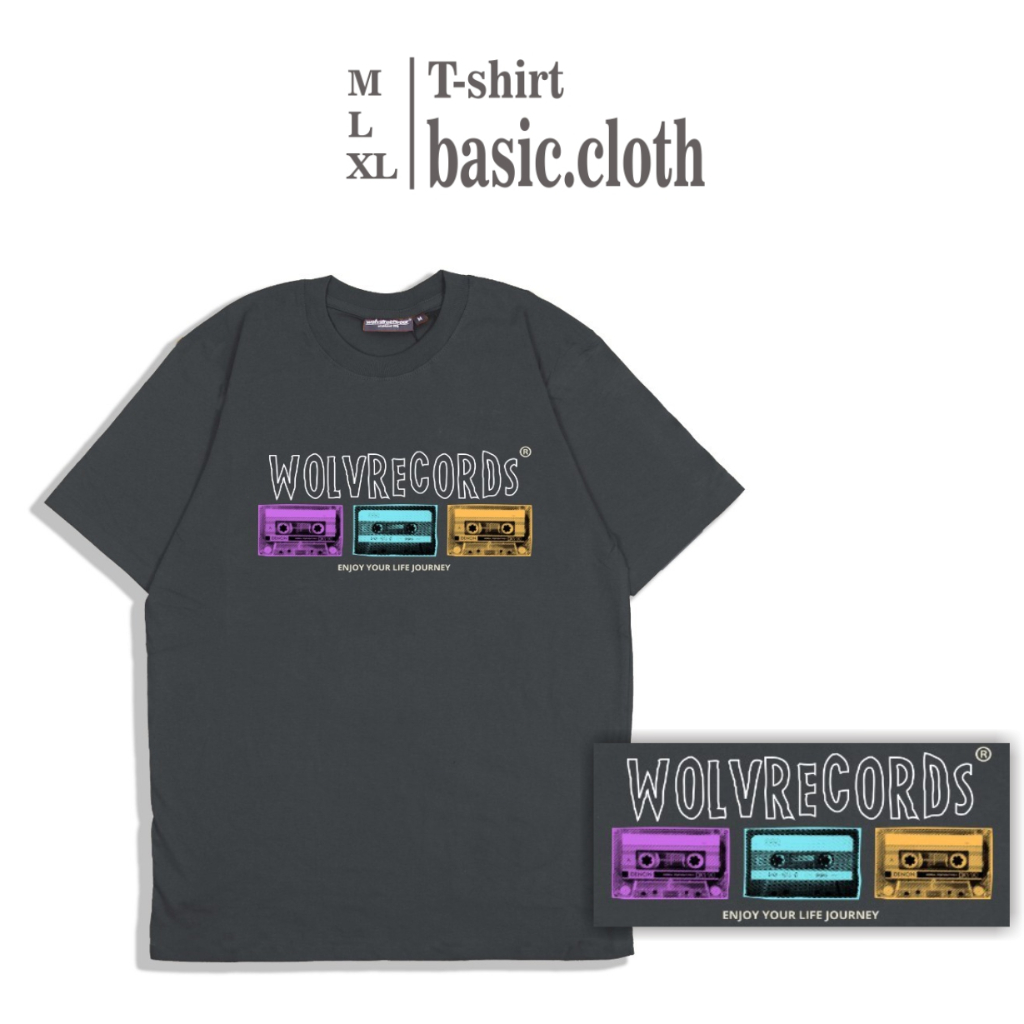 Wolv T-shirt Pria Motif Records | Wolv Streetwear