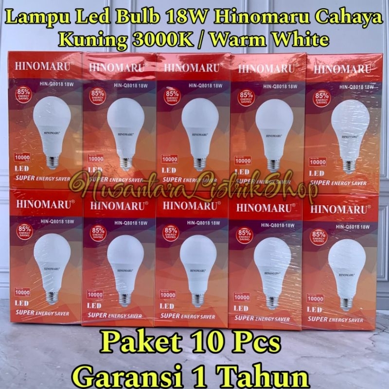 Paket 10 Pcs Lampu Led Hinomaru 18 Watt Cahaya Kuning 3000K HN-Q8018 18W Warm White