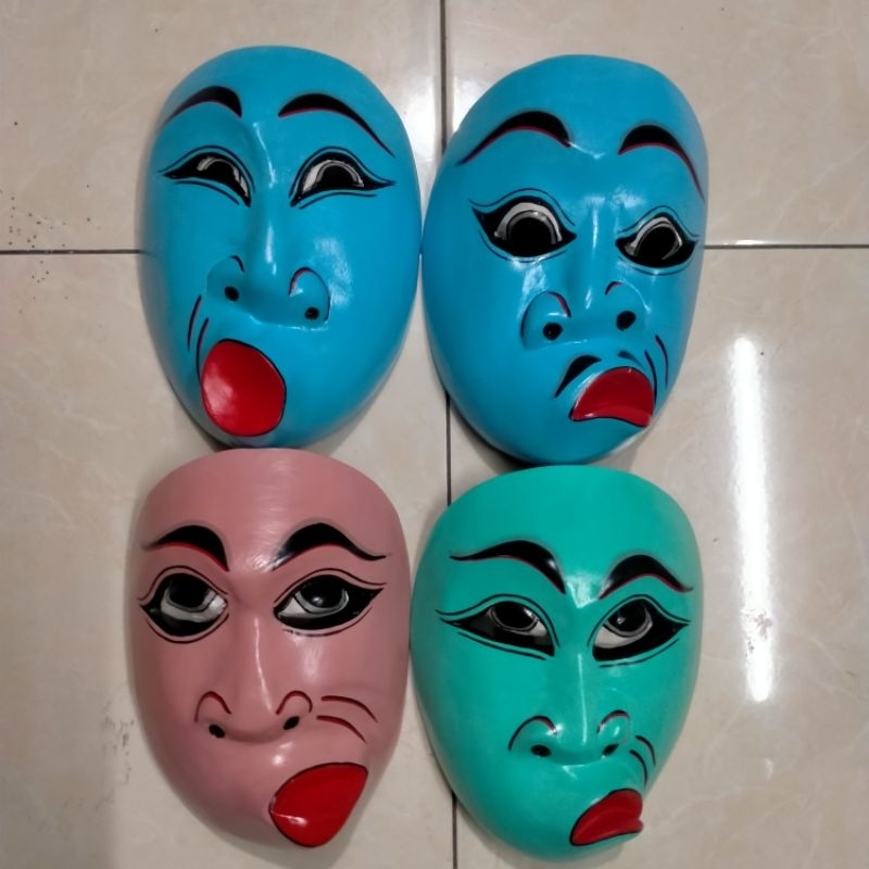 topeng kayu wajah lucu bisa custom model