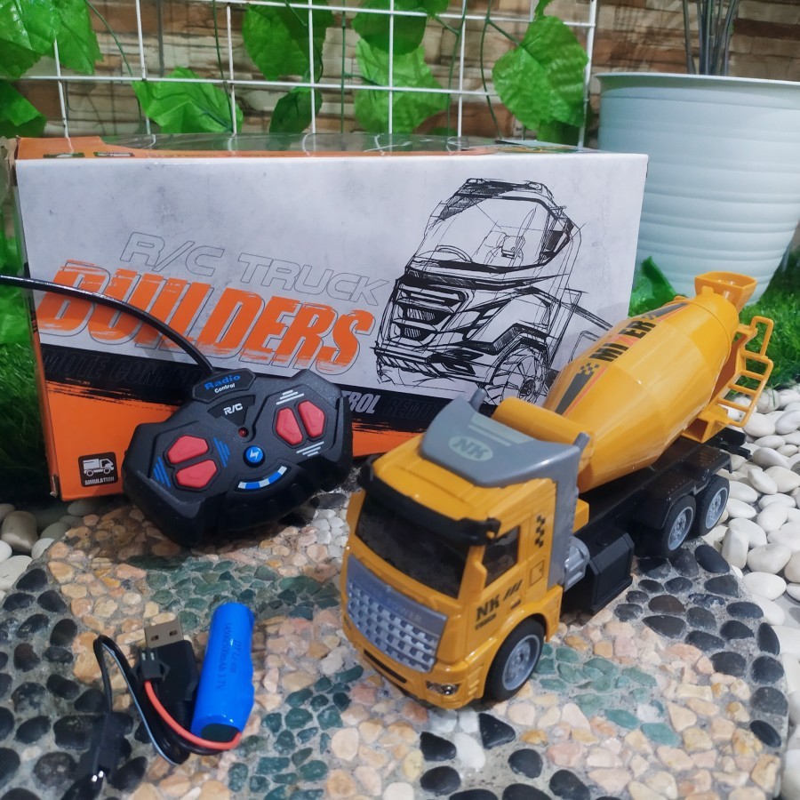 Rc mobil truk kontruksi molen batre cas anak - remot kontrol molen