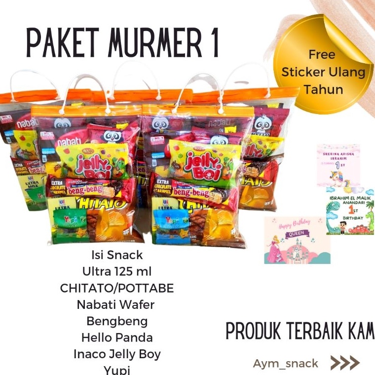 

HEMAT PROMO BINGKISAN SNACK ULANG TAHUN HAMPERS ANAK ULTAH PAKET MURMER 1