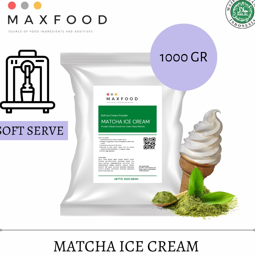 

99 BRANDS FESTIVAL MAXFOOD Soft Matcha Ice Cream Powder Bubuk Es Krim Rasa Matcha 1 Kg