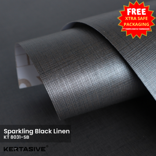 Sparkling Black Linen Kertasive PVC Interior Film