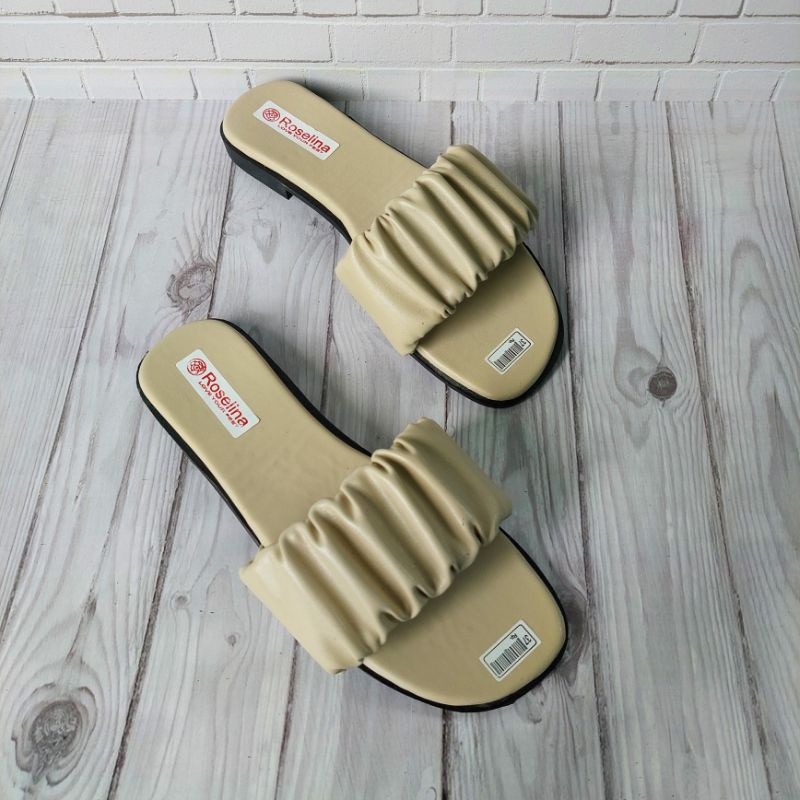 Sendal Wanita Korea Terbaru Model Selop - Sandal Teplek Wanita Selop Karet Kerut Terbaru