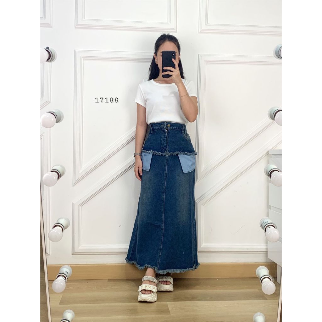 Soft Rok Jeans Wanita Panjang I Jeans Panjang Wanita I Rok Jins Wanita