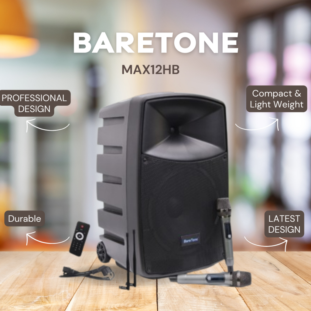 SPEAKER PORTABLE BARETONE MAX12HB / MAX 12HB / MAX 12 HB 12 INCH GARANSI RESMI BARETONE