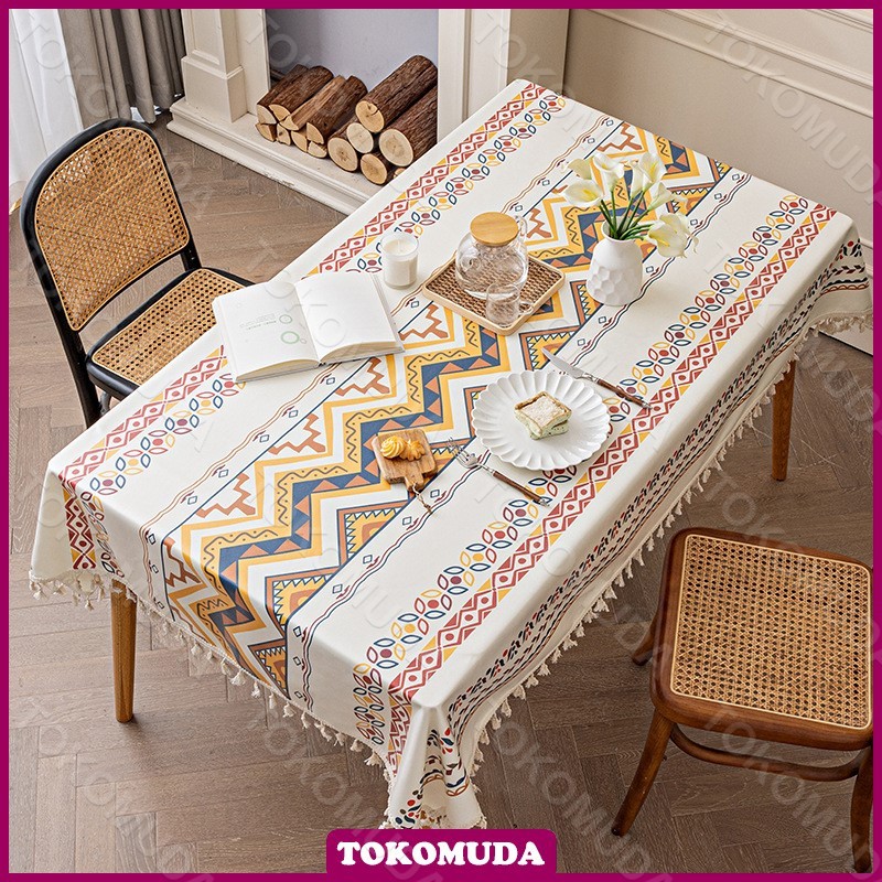 TOMUMUDA Taplak meja Bohemian Kain canvas Alas Meja makan Minimalis Dekorasi Ruang Tamu Etnik