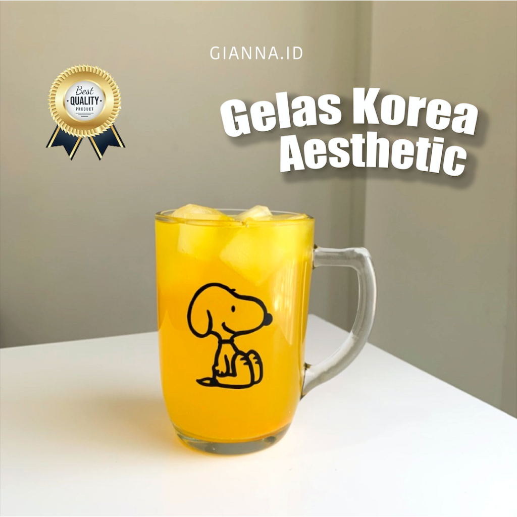 Gelas Korea Aesthetic | Gelas Kaca | Gelas Motif | Gelas Karakter | Gelas Transparan | Korean Glass