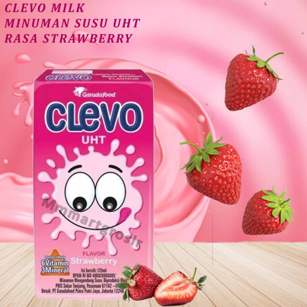 

Clevo Milk / Minuman Susu UHT / Susu Rasa Strawberry / 115ml