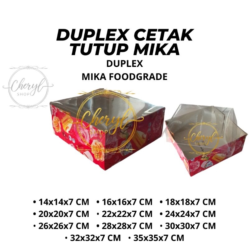 

(10 PCS) DOS / DUS DUPLEX CETAK TUTUP MIKA Tinggi 7 CM / Karton Box Kotak Hampers Duplex Cetak Tutup Mika