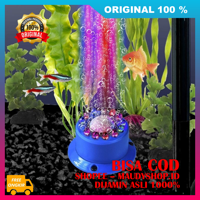 Lampu LED RGB Aerator Aquarium Lampu Led Aquarium Alat Gelembung Udara Aquarium RGB ASLI ORI