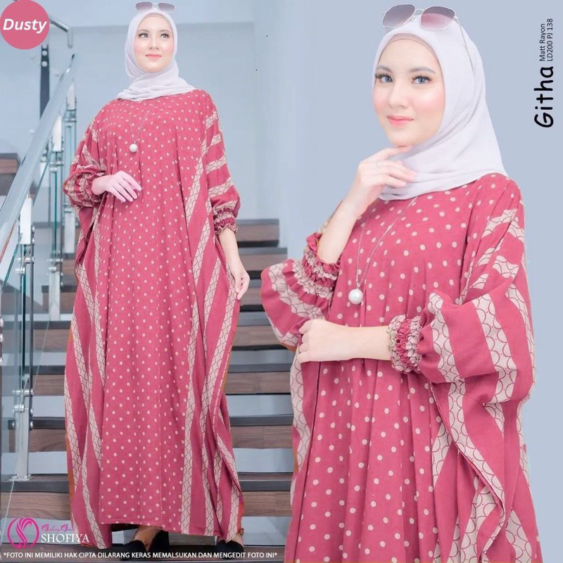 Kaftan Wanita - Daunda Kaftan Size Jumbo XXXXL Motif Daun Lengan Panjang Busui Resleting by Nadira_Fashion / Gamis Rayon Jumbo Kaftan Terbaru-Almina fucia