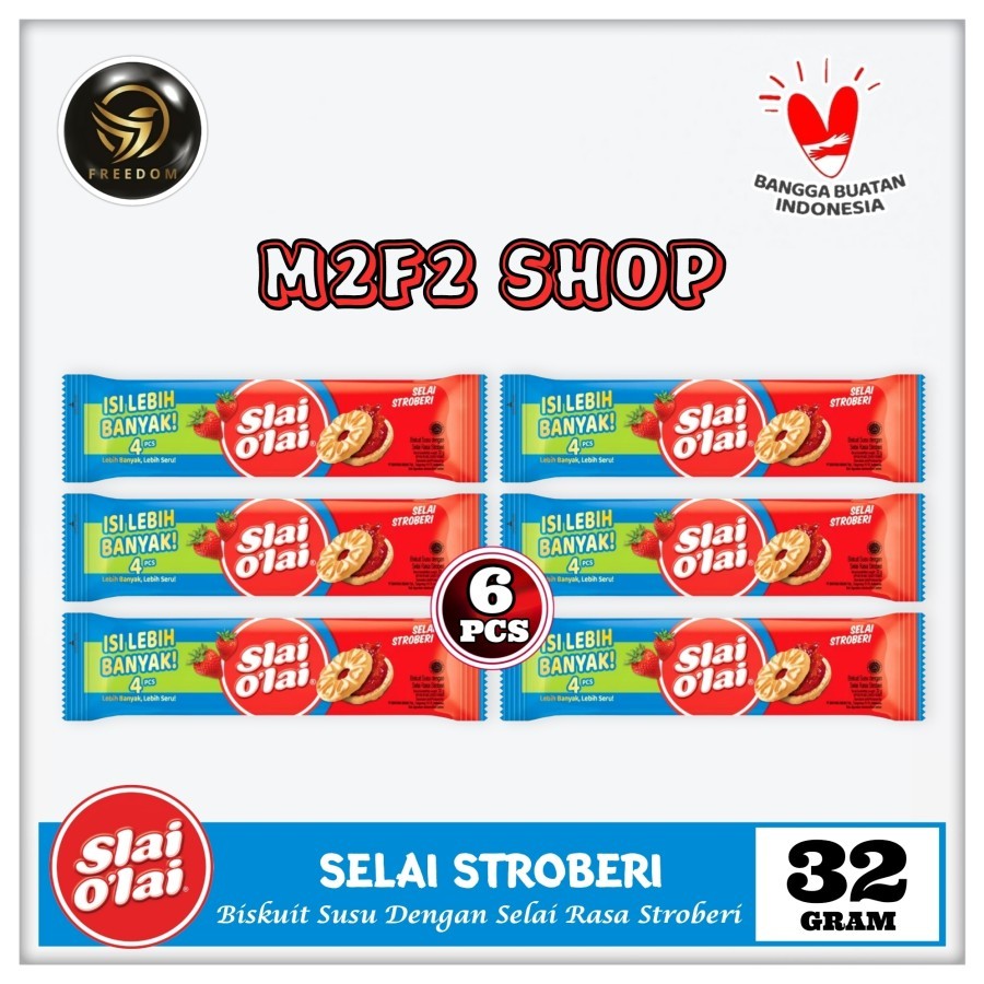 

Biskuit Slai Olai Strawberry | Selai Stroberi - 32 gr (Kemasan 6 Sachet)