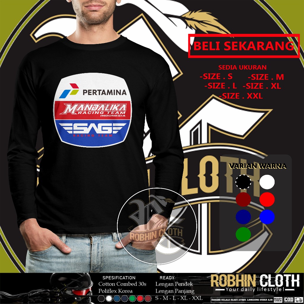 Kaos Racing Pertamina Mandalika SAG Lengan Panjang Baju Otomotif