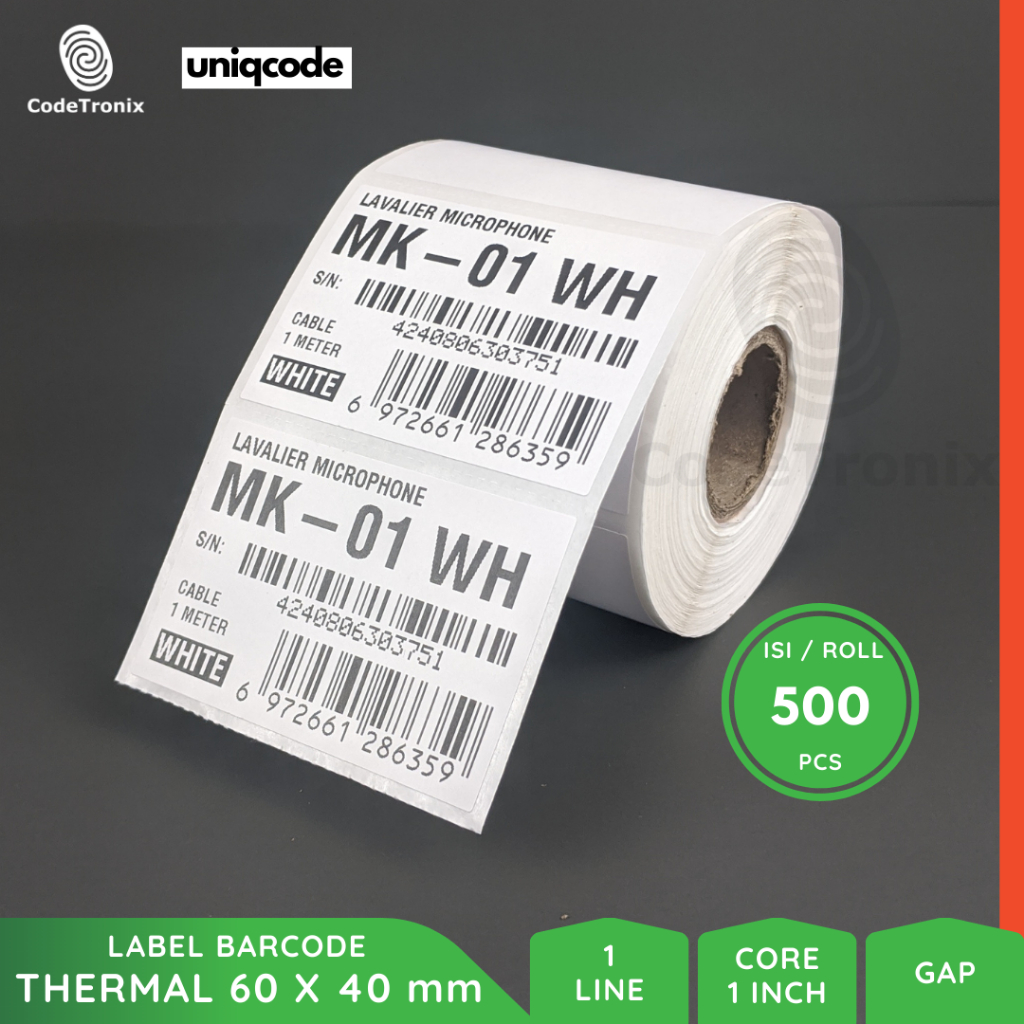 

Uniqcode Label Barcode Thermal 60x40 1 Line 500pcs