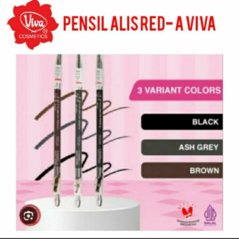 [Harga Grosir] Pencil pencil alis Red A viva murah Warna coklat hitam grey