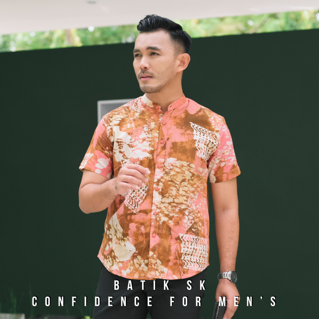 KOKO BATIK ABSTRAK PINK non furing semi slim fit