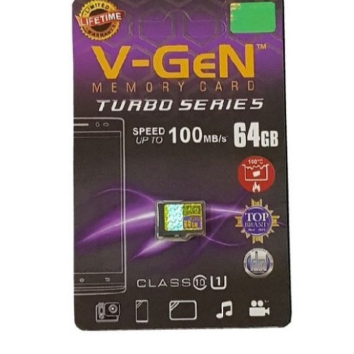 TERMURAH MEMORY CARD 64GB Micro SD Vgen 64GB Turbo Series MicroSD HC Vgen 64 GB Class 1 V GEN