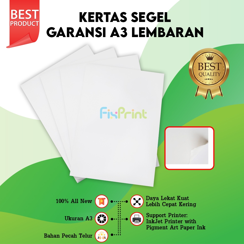 

Kertas Segel Pecah Telur A3 untuk Stiker Garansi Warranty Polos Lembaran A3 Kertas