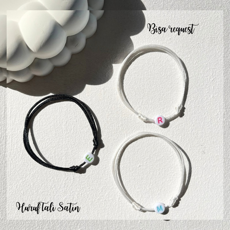 ( Bisa Request Huruf ) Gelang Huruf Tali satin | Gelang alfabet | Gelang Tali satin