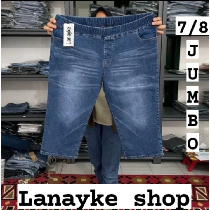 CELANA PENDEK WANITA JEANS 7/8 JUMBO CELANA PENDEK 7/8 WHISKER JUMBO