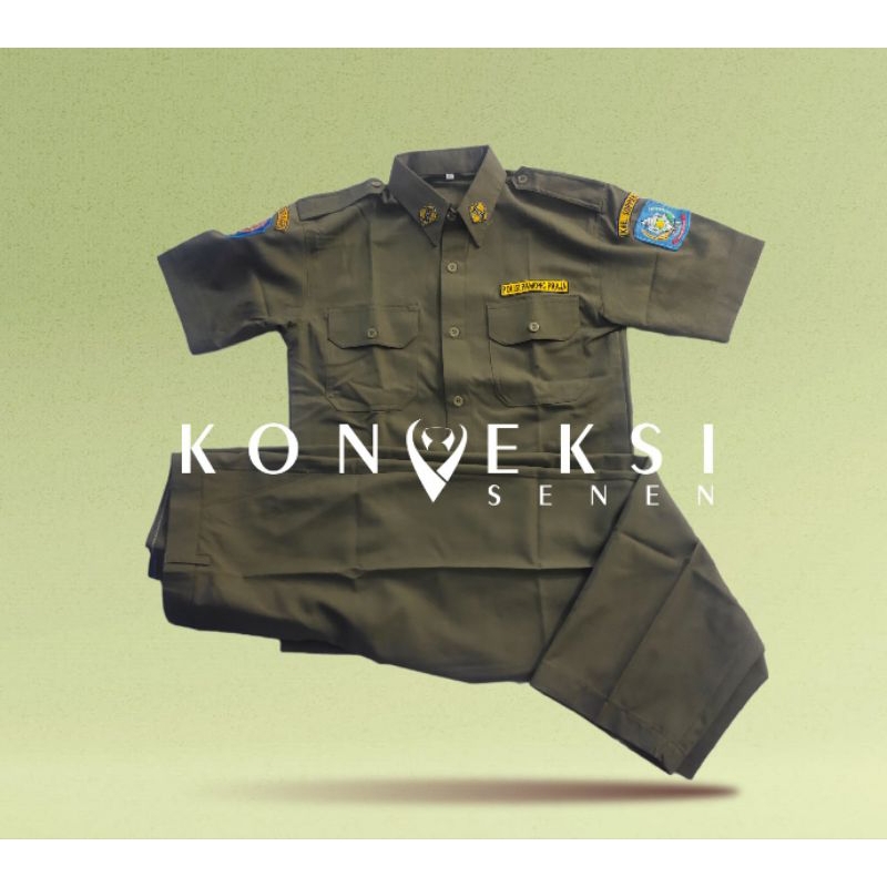 seragam pol pp pdh bahan luizy + bordir atribut