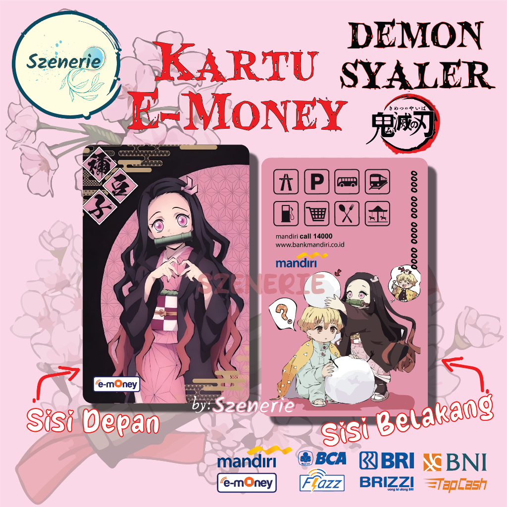 Emoney Nezuko Kamado Demon Slayer Flazz gen 2 Kartu E-money Mandiri BCA Tapcash BNI Brizzi BRI NFC K