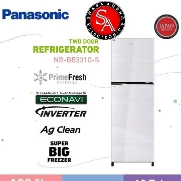 Kulkas 2 Pintu Panasonic 230 Liter Type: NR-BB231Q-S (Khusus Daerah Medan)