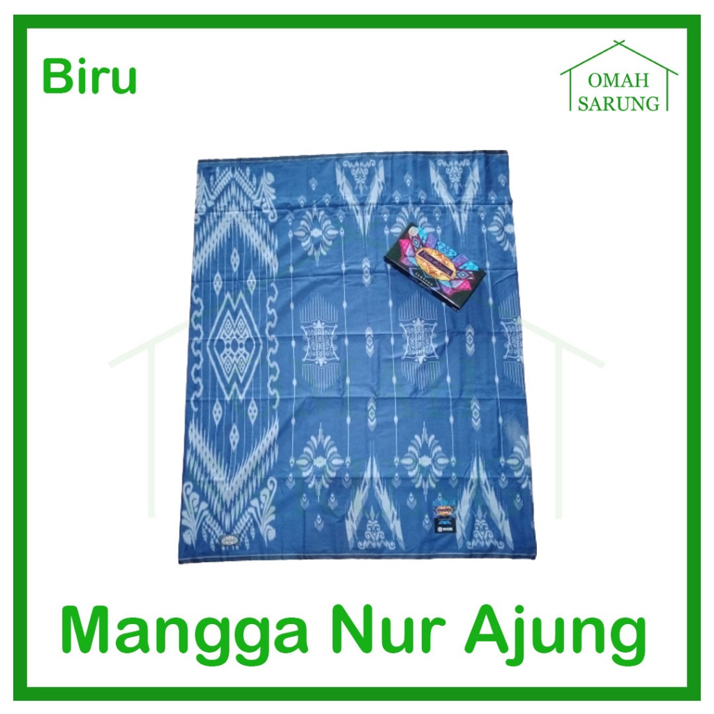 Sarung Tenun Mangga Nur Ajung Kembang Warna Biru Original Premium OMAH SARUNG