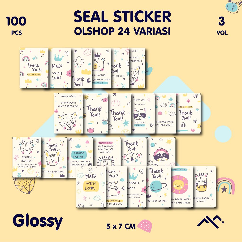 

[100PCS] Seal Sticker Segel Lucu Aesthetic Vol. 3 || Label Pengiriman || Label Pelindung || Sticker || Sticker Olshop || Aesthetic || Esthetic || Hampers.