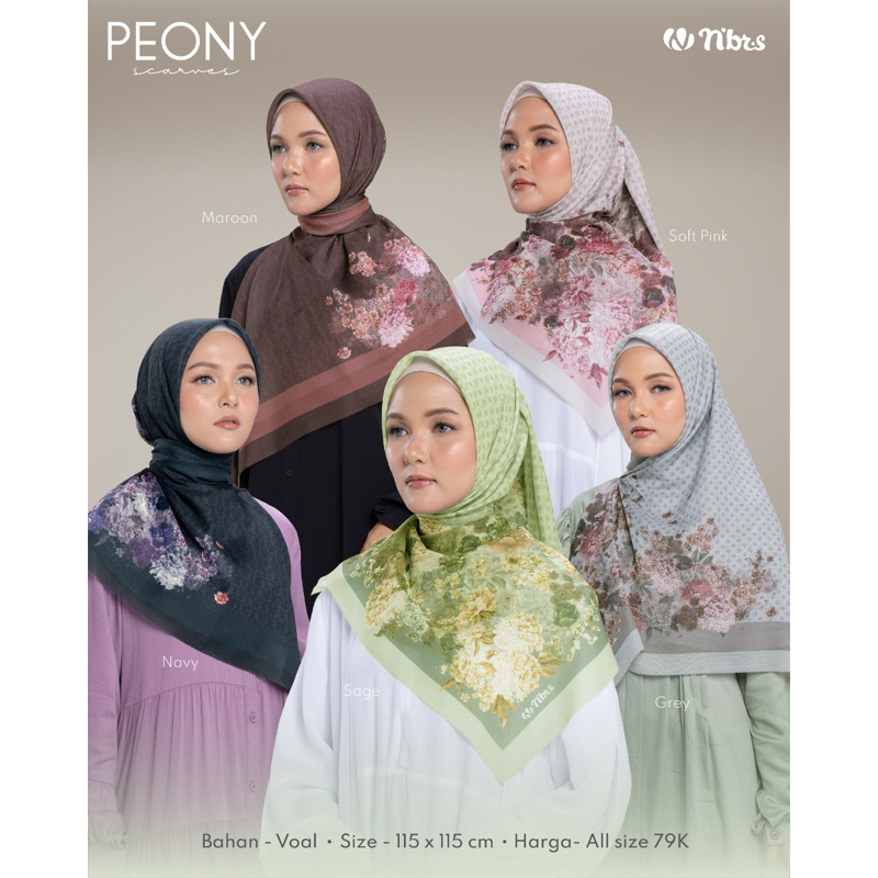 Peony Scarf Segiempaf Voal Motif Bunga nibras hijab